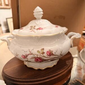 Elegant Floral White Porcelain Tureen